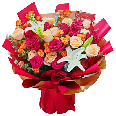 廊坊19朵玫瑰百合，爱情永不凋零
