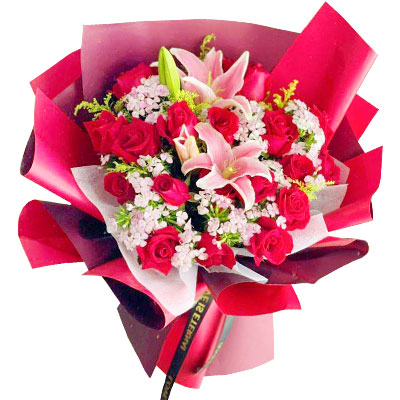 廊坊18朵红玫瑰百合，永远牵手到老